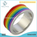 Lady design stainless steel rainbow band ring, rainbow promise rings jewelry